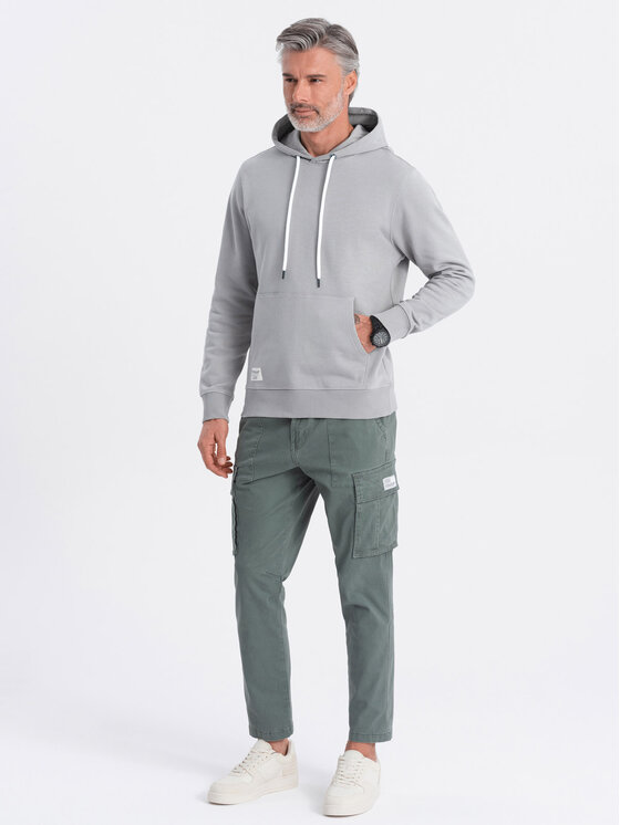 Ombre Ombre Mikina OM-SSBN-0177 Šedá Classic Fit