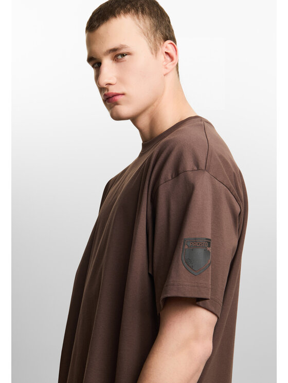 PROSTO. PROSTO. T-Shirt Shield Mini Splash Brązowy Oversize