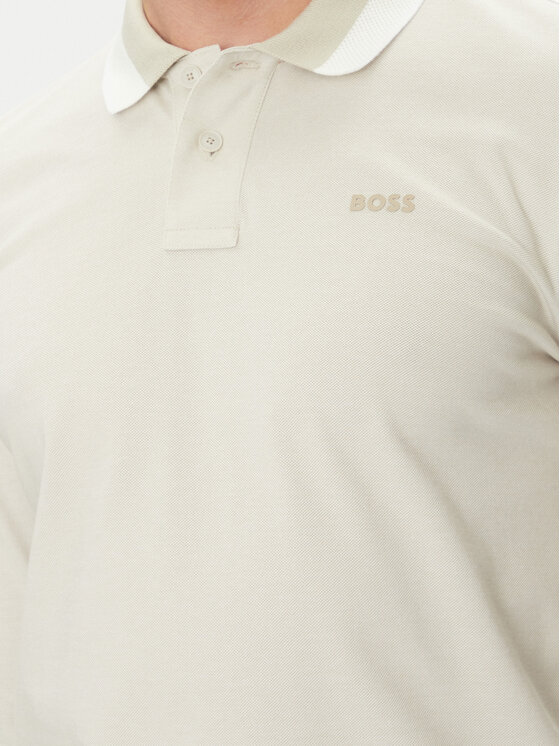 BOSS BOSS Polo Peoxfordlong_1 50544845 Beżowy Regular Fit