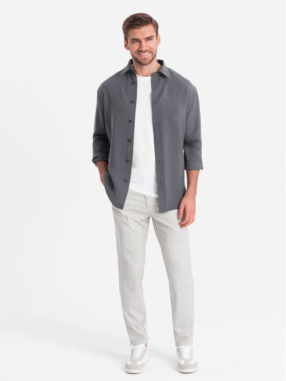 Ombre Ombre Chino kalhoty OM-PACP-0187 Béžová Regular Fit