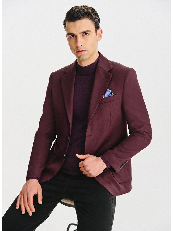 Pako Lorente Pako Lorente Marynarka P25WP-3X-029 Bordowy Slim Fit