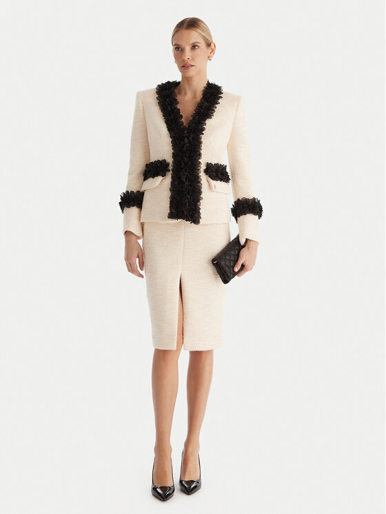 Babylon Babylon Midi sukňa S00601 Écru Regular Fit