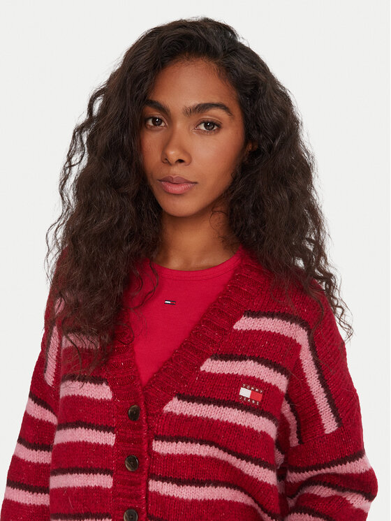 Tommy Jeans Tommy Jeans Kardigan Badge DW0DW21678 Červená Relaxed Fit