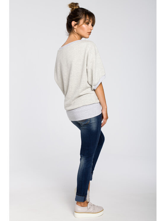 BeWear BeWear Bluza B048 Srebrny Baggy Fit