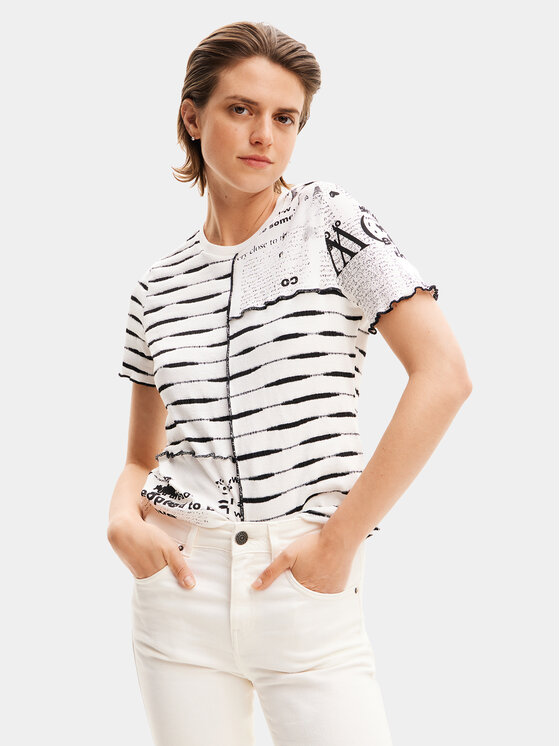 Desigual Tričko Lou 24SWTKA8 Biela Regular Fit