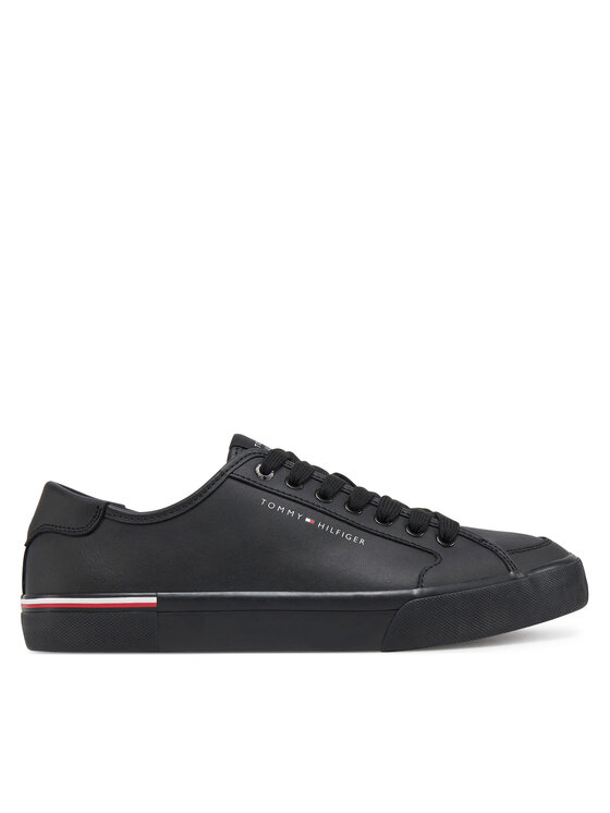 Tommy Hilfiger Męskie Sneakersy, rozmiar 42, Czarne, Core Corporate Vulc Leather FM0FM05399