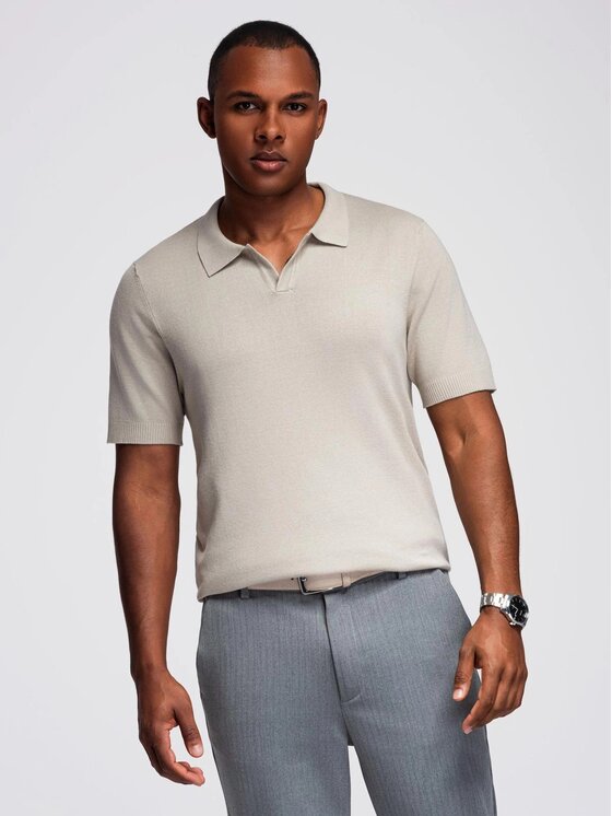 Ombre Ombre Polokošile OM-POSS-0159 Šedá Slim Fit