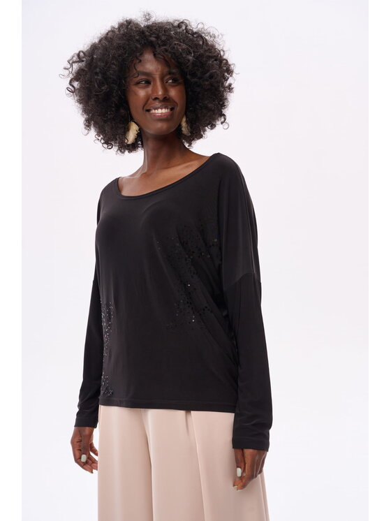 blue shadow blue shadow Bluzka Xilix Czarny Regular Fit
