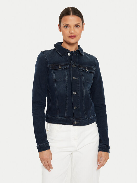 Tommy Jeans Džínsová bunda Vivianne DW0DW18554 Tmavomodrá Slim Fit