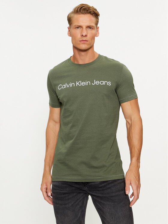 Calvin Klein Jeans Majica J30J322344 Zelena Slim Fit
