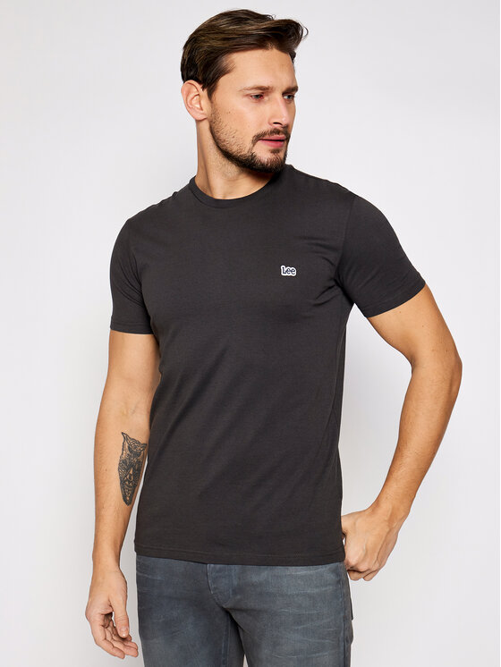 Lee Lee Тишърт SS Patch Logo Tee L60UFQON 112113584 Черен Regular Fit