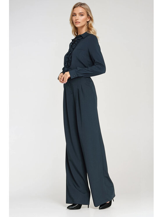 NIFE NIFE Dámské kalhoty SD122 Tmavomodrá Wide Leg