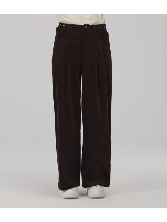 Lee Cooper Lee Cooper Spodnie materiałowe GAJA Brązowy ciemny Wide Leg