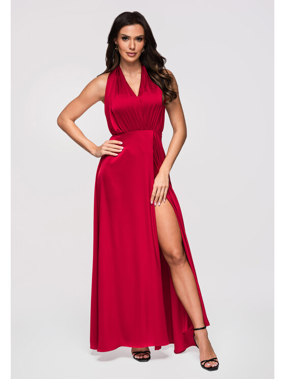 Ombre Ombre Sukienka wieczorowa LA-OM-DLR359 Czerwony Regular Fit
