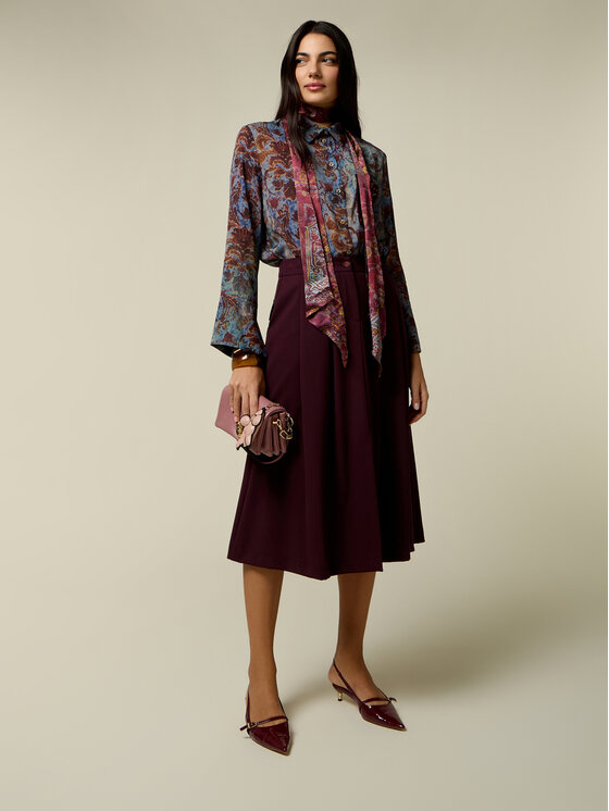 Oltre Oltre Spódnica midi 1032R001592N036 Bordowy Regular Fit