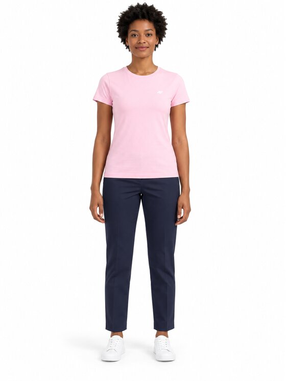 4F 4F Tričko 4FWAW26TTSHF3500-56S Ružová Slim Fit