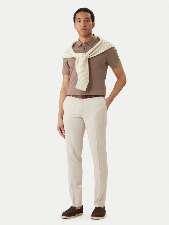 BOSS BOSS Medžiaginės kelnės H-Genius-253 50561874 Kreminė Slim Fit