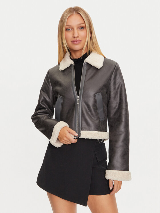 ONLY ONLY Geacă din imitație de piele Betty 15322046 Gri Regular Fit