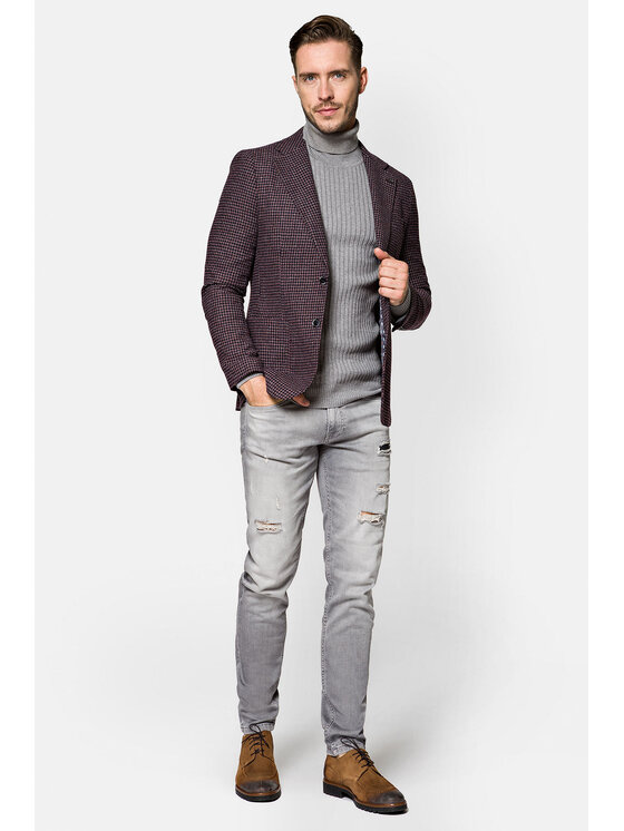 Lancerto Lancerto Marynarka Roskilde Bordowy Slim Fit