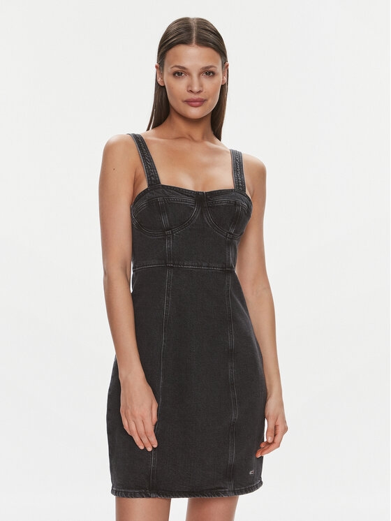 Tommy Jeans Tommy Jeans Džínové šaty DW0DW17698 Černá Slim Fit