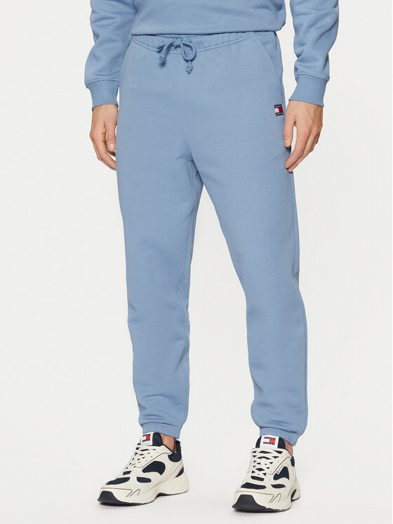 Tommy Jeans Męskie Spodnie dresowe, rozmiar L, Niebieskie, Badge DM0DM20276