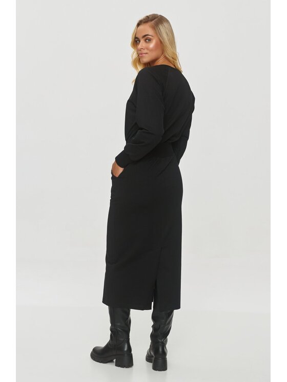 Makadamia Makadamia Sukienka codzienna M842 Czarny Regular Fit