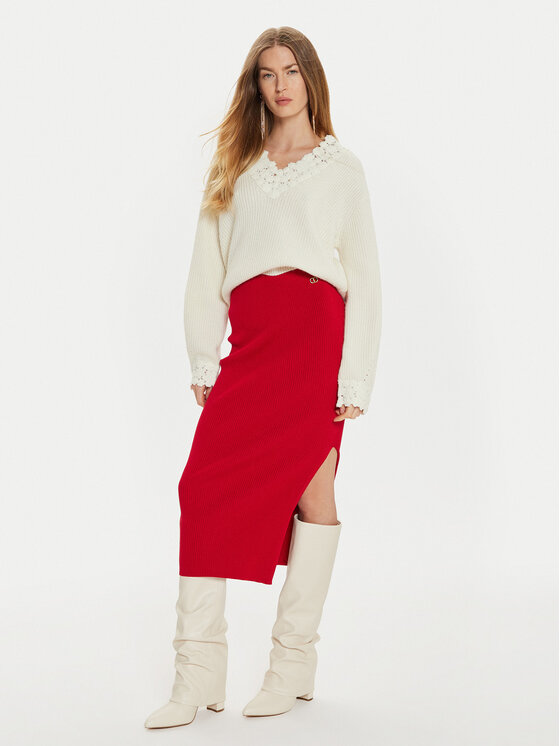 TWINSET TWINSET Πουλόβερ 242TT3422 Λευκό Loose Fit