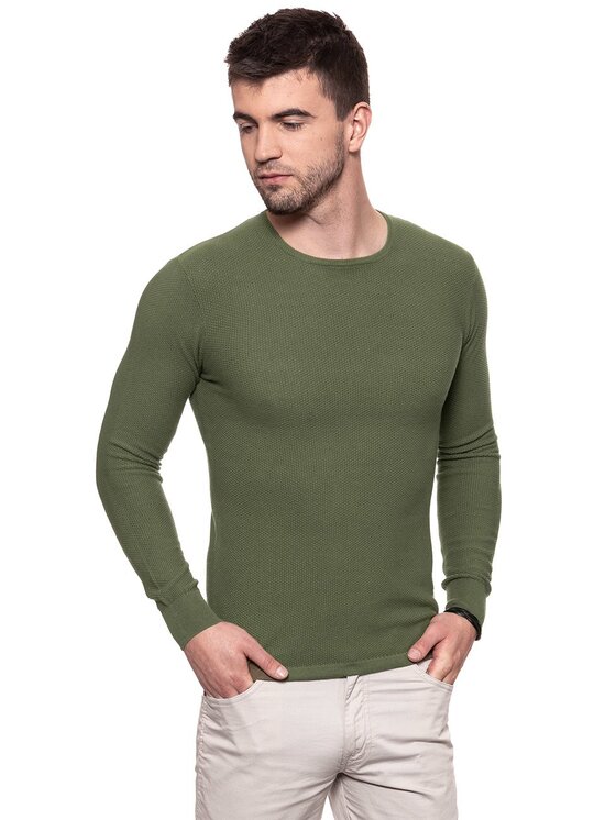 Wrangler Wrangler Maglione PIQUE CREW KNIT Verde Slim Fit