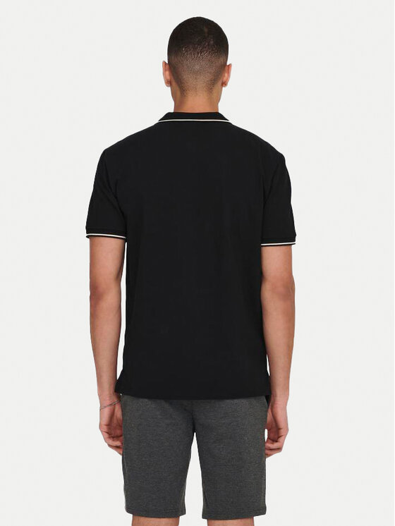 Only & Sons Only & Sons Polo Fletcher 22024827 Czarny Regular Fit