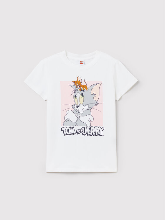 OVS OVS T-särk TOM AND JERRY 1438790 Valge Regular Fit