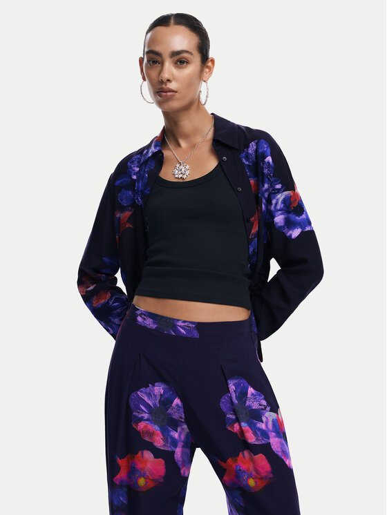 Desigual Desigual Kalhoty z materiálu 25SWPWX5 Černá Relaxed Fit
