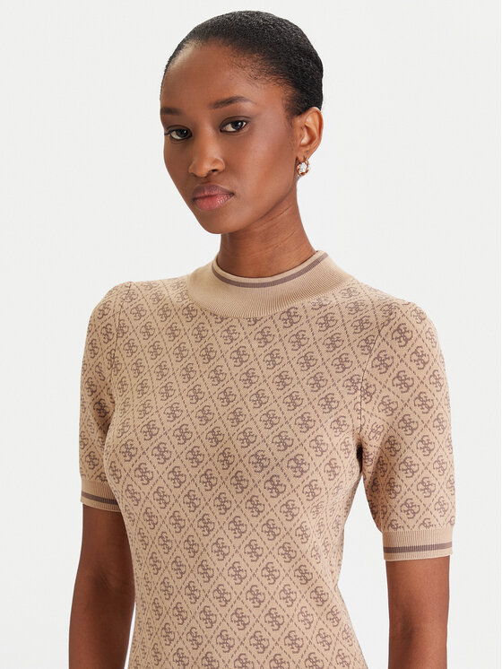Guess Guess Kötött ruha W3YK39 Z37K0 Bézs Slim Fit