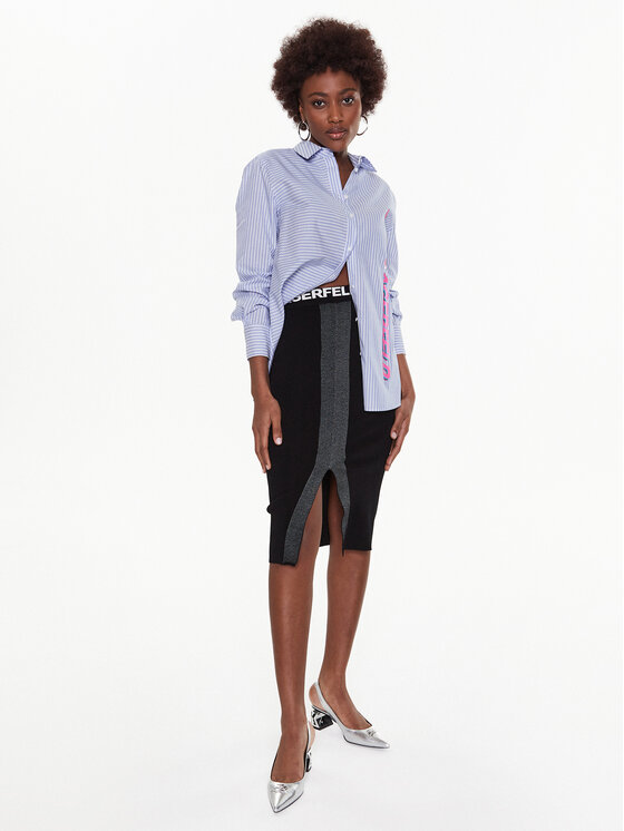 KARL LAGERFELD KARL LAGERFELD Košeľa Logo Print 225W1607 Modrá Regular Fit
