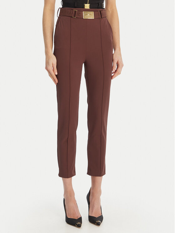 Elisabetta Franchi Elisabetta Franchi Bavlnené nohavice PA-132-61E2-V350 Hnedá Regular Fit