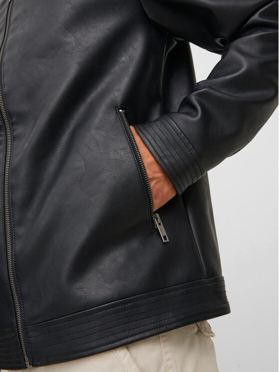 Jack&Jones Jack&Jones Μπουφάν από απομίμηση δέρματος Rocky 12223141 Μαύρο Regular Fit