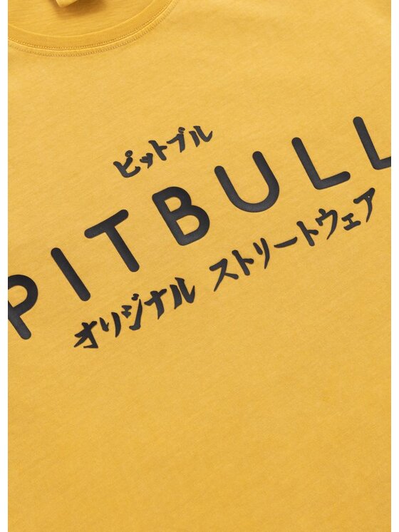 PITBULL PITBULL T-Shirt Koszulka męska Denim Washed MT. FUJI 3XL Żółty Regular Fit
