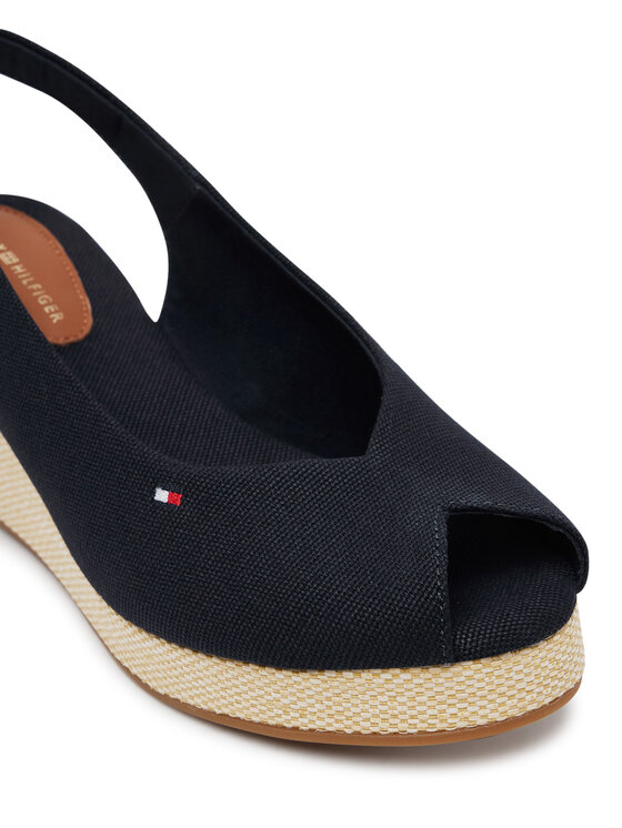 Tommy Hilfiger Tommy Hilfiger Sandale Flag Mid Wedge Espad Slingback FW0FW08595 Tamnoplava