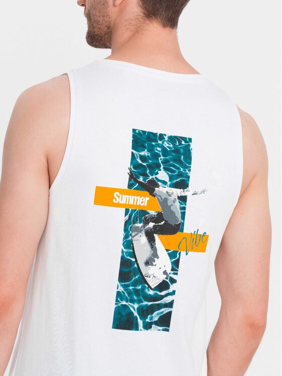 Ombre Ombre Tank top OM-TSTT-0191 Biały Regular Fit