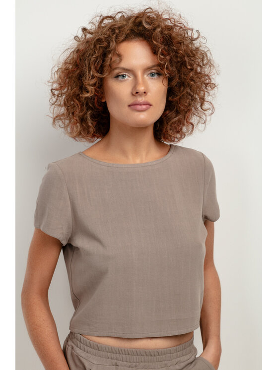 Tessita Tessita T-Shirt TOP T401_3_XL Beżowy Classic Fit