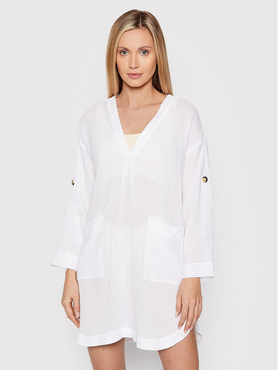Seafolly Seafolly Plážové šaty Essential 54020-CU Bílá Relaxed Fit