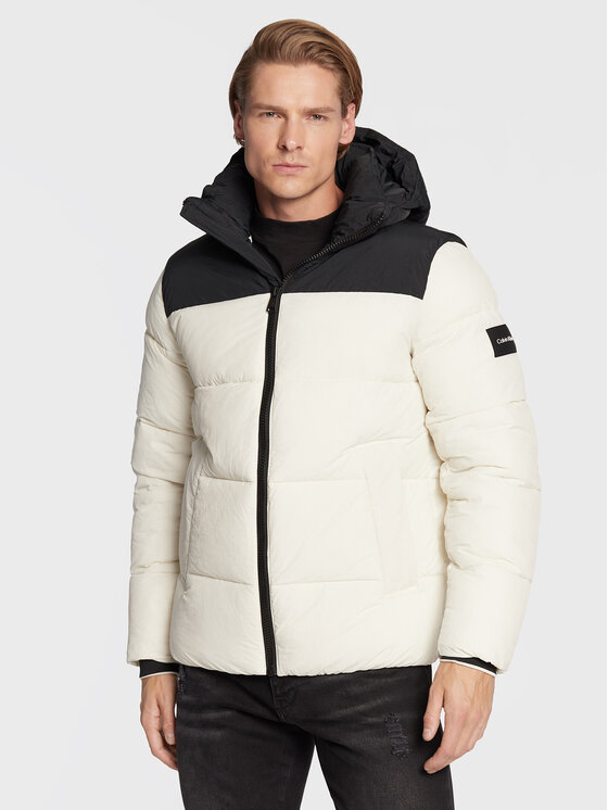 Calvin Klein Calvin Klein Зимно яке Crinkle Color Block K10K110337 Екрю Regular Fit
