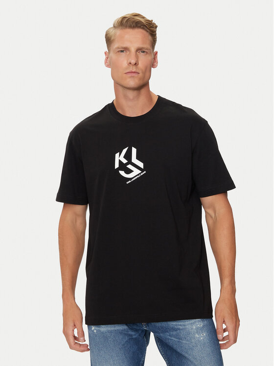 KARL LAGERFELD T-krekls Klj Regular Monogram Sslv Tee 236D1704 Melns Regular Fit