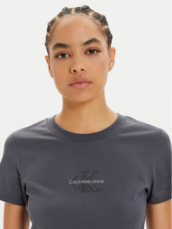 Calvin Klein Jeans Calvin Klein Jeans Marškinėliai Monologo J20J223563 Pilka Slim Fit