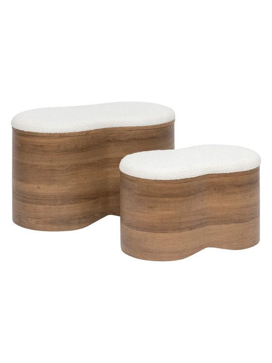 MIAhome MIAhome Zestaw skrzyń 2 szt. MDF, bouclé Loe 72x45x40,5 cm Brązowy