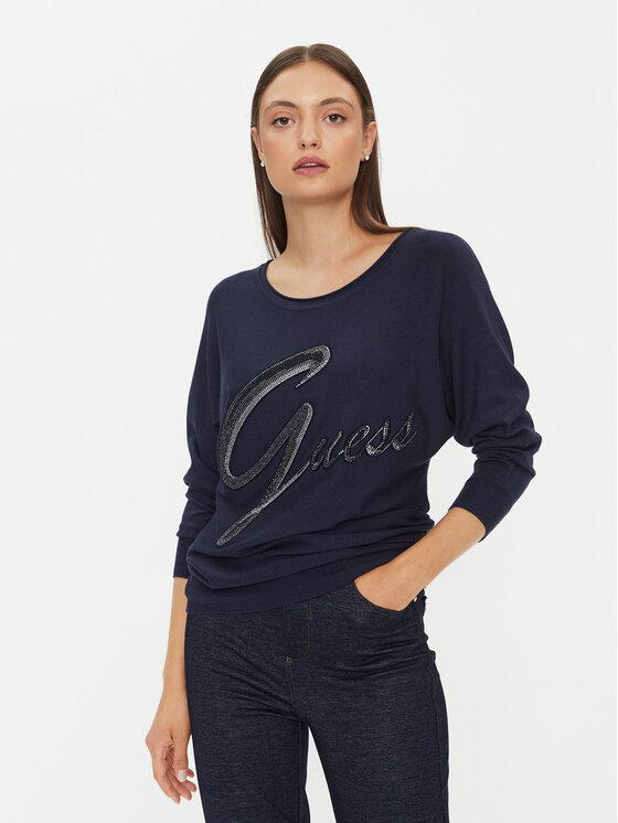 Guess Pulover W3BR25 Z2NQ2 Mornarsko Modra Regular Fit