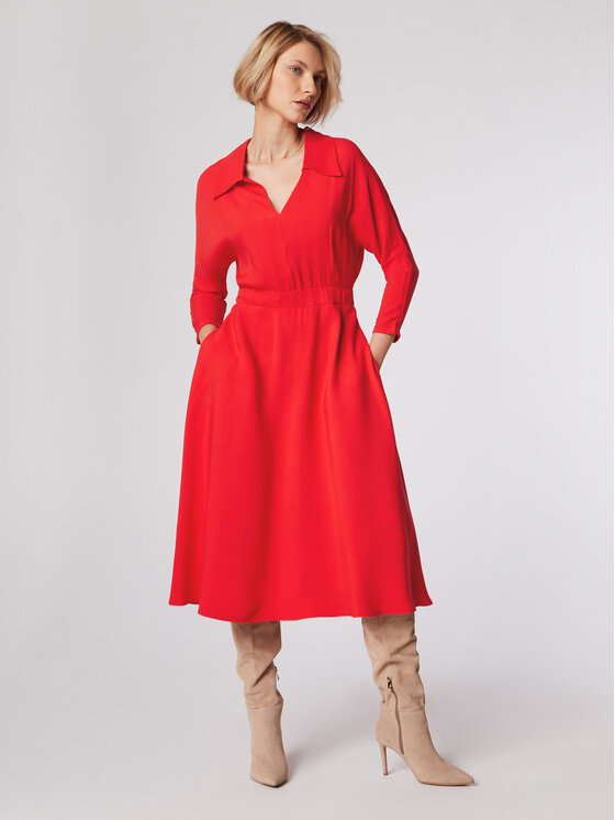 Simple Vsakodnevna obleka SUD517-02 Rdeča Regular Fit
