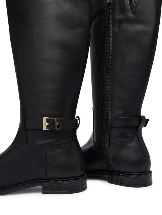 Tommy Hilfiger Tommy Hilfiger Cizme Th Buckle Leather Knee Boot FW0FW09572 Negru