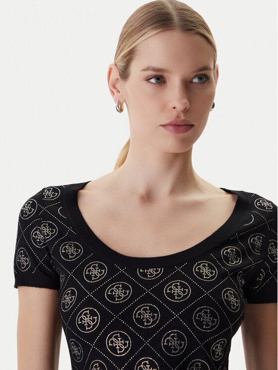 Guess Guess Pletena obleka W6RK92 Z3JD2 Črna Regular Fit