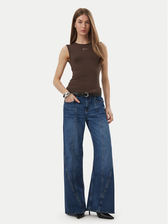 Guess Guess Top W6YP17 K3881 Brązowy Regular Fit