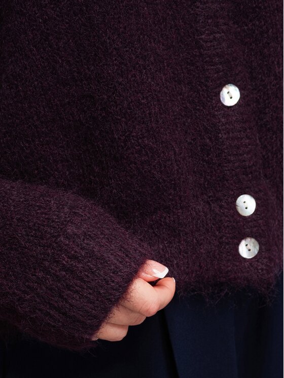 Ombre Ombre Kardigan OW-SW-E0044 Bordowy Relaxed Fit